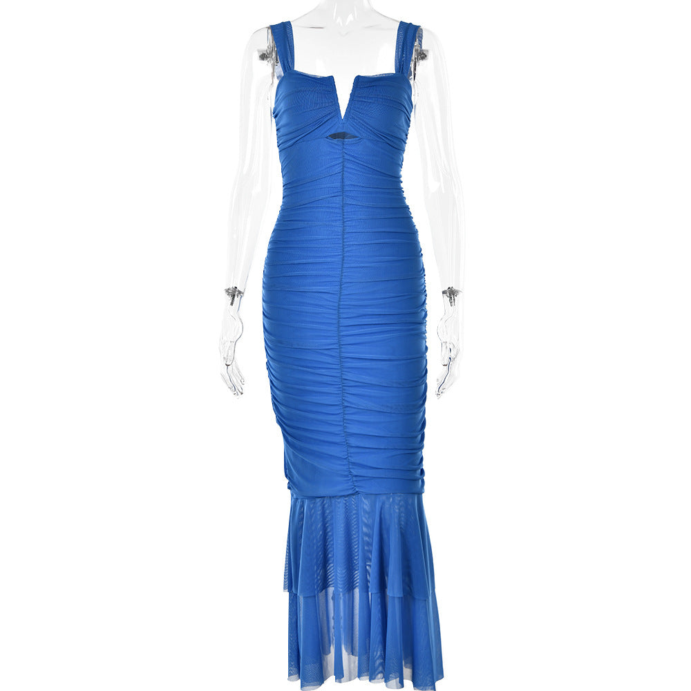 Spring Tight Pleated Fishtail Dress - Her Casuals