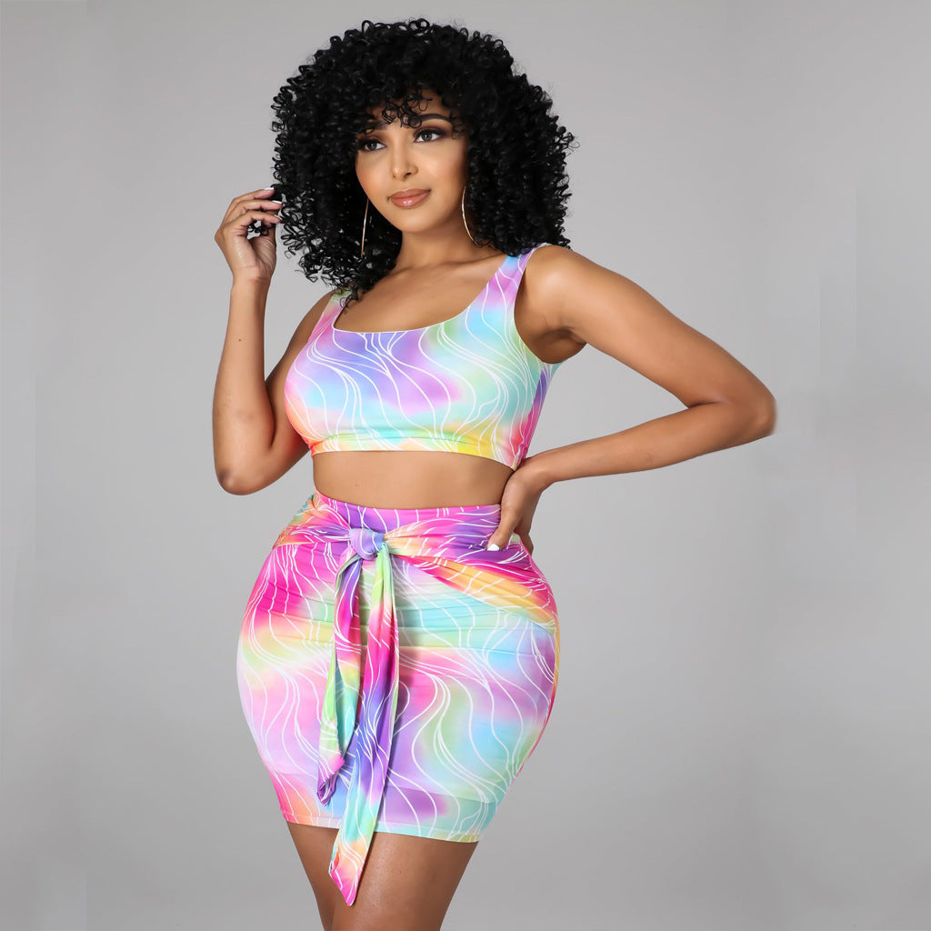 Women Printed Sexy Skirt Two Piece Set - Her Casuals