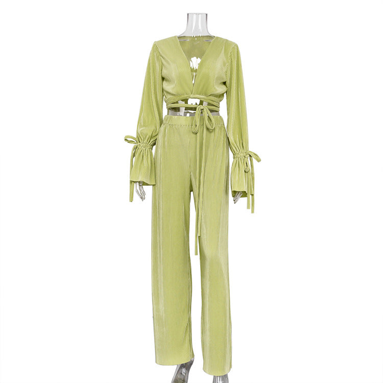 Long Sleeve Pleated Spring Sexy Suit - Her Casuals