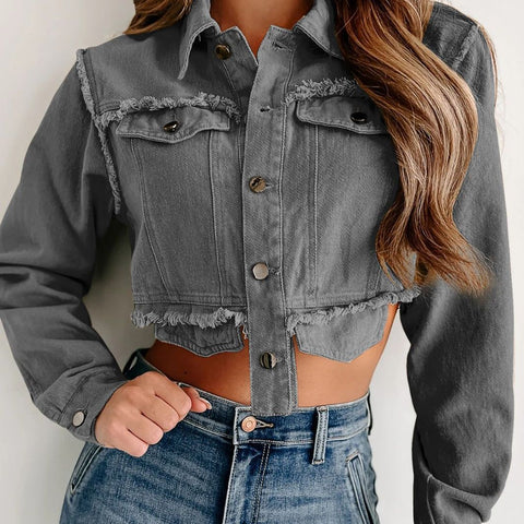 High Waist Denim Jacket - Her Casuals