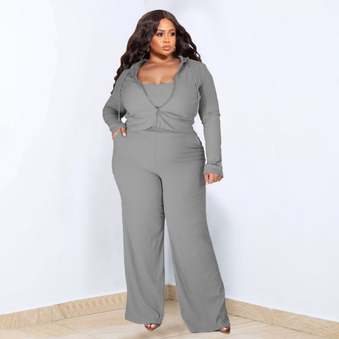 High Elastic Sunken Stripe Three Piece Suit - Her Casuals