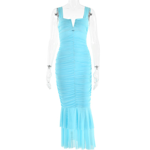 Spring Tight Pleated Fishtail Dress - Her Casuals