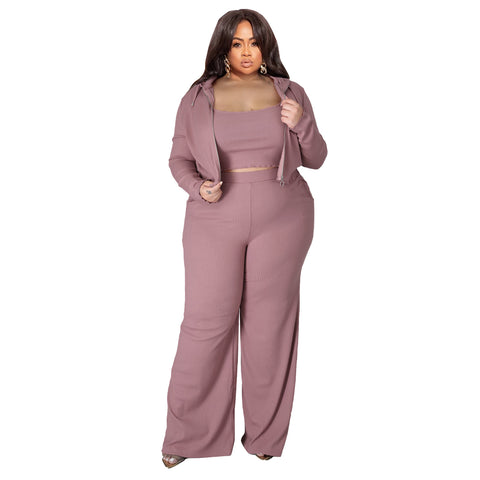 High Elastic Sunken Stripe Three Piece Suit - Her Casuals