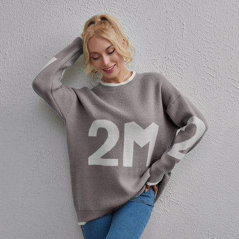 Russian Loose Design Niche Letters Thermal Sweater