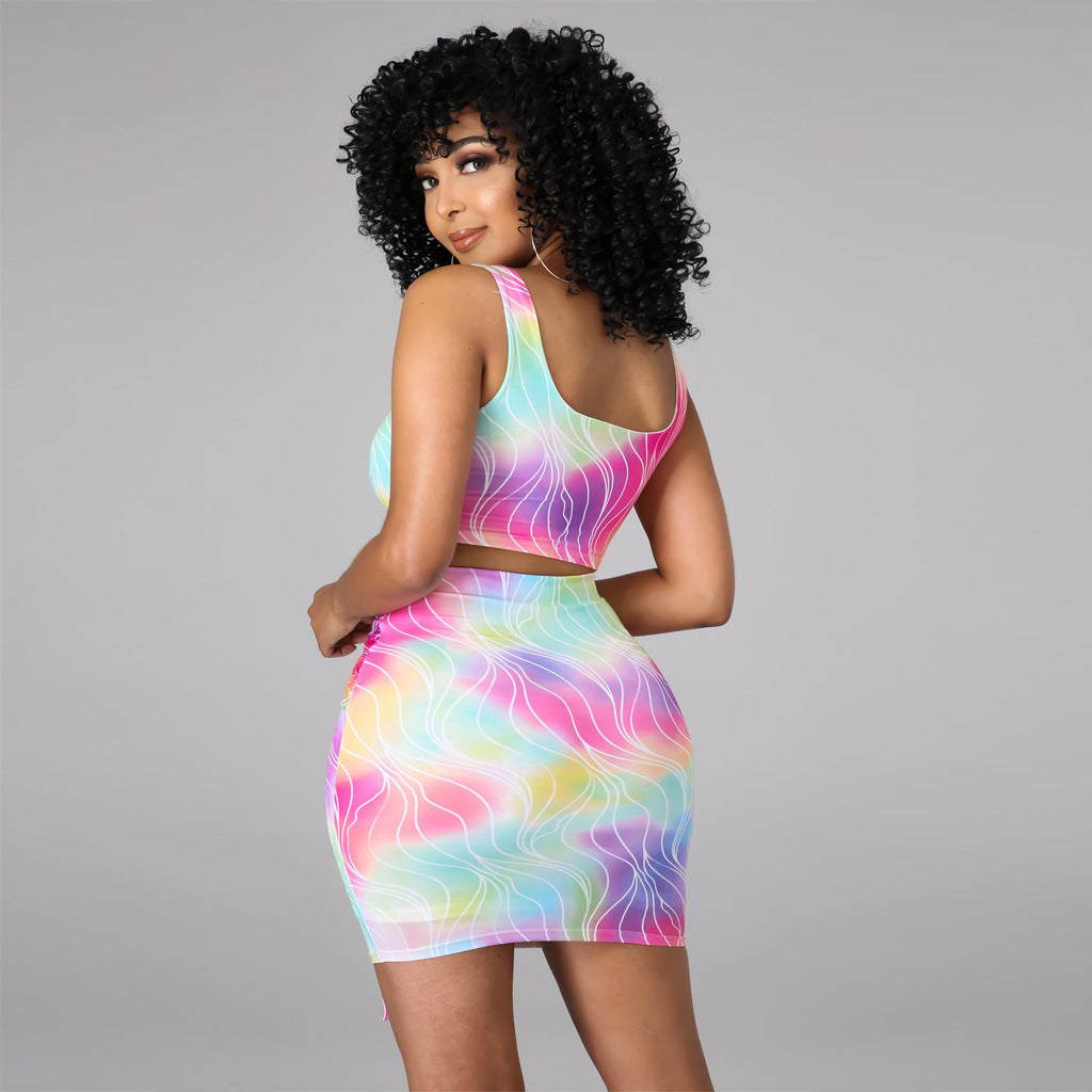 Women Printed Sexy Skirt Two Piece Set - Her Casuals