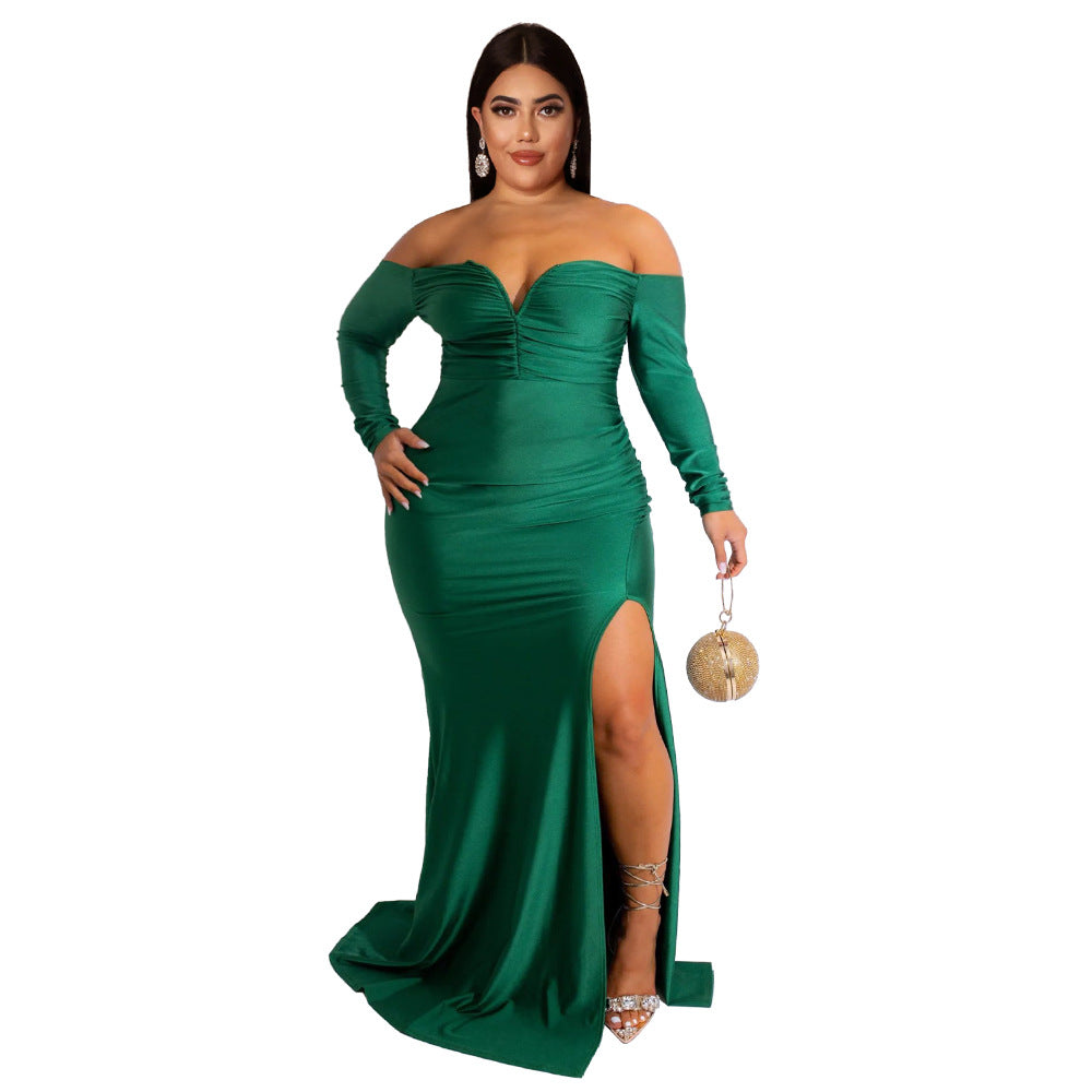 Formal Dress Solid Color Split Maxi Dress - Her Casuals