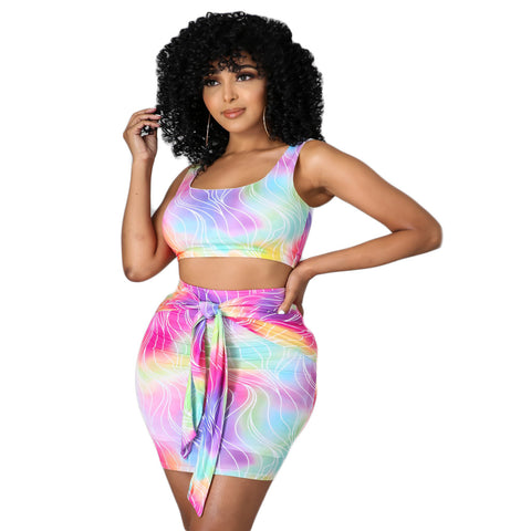 Women Printed Sexy Skirt Two Piece Set - Her Casuals