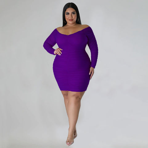 Wrapped Chest Stitching Mesh Sleeves Night Club Sexy Dress - Her Casuals