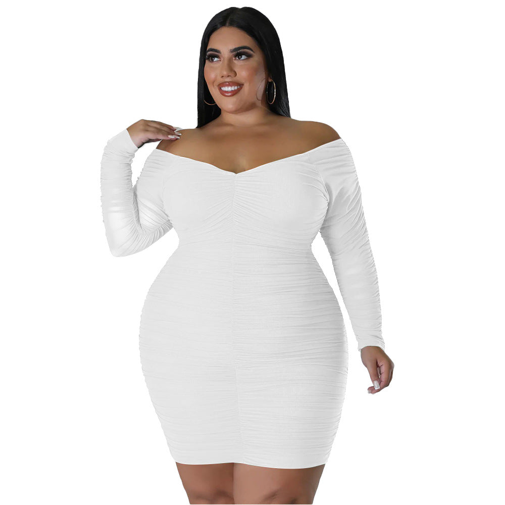 Wrapped Chest Stitching Mesh Sleeves Night Club Sexy Dress - Her Casuals