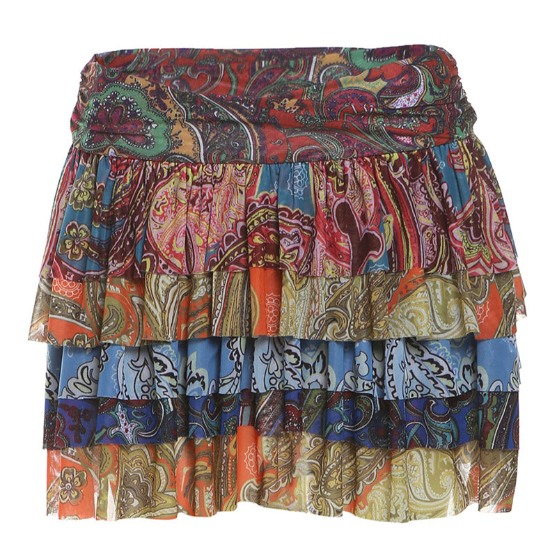 Sexy Cake Skirt High Waist Retro Printed Skirt - Her Casuals