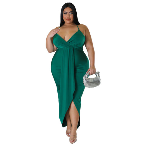 Adjustable Shoulder Strap Sleeveless V Neck Stretch Dress - Her Casuals