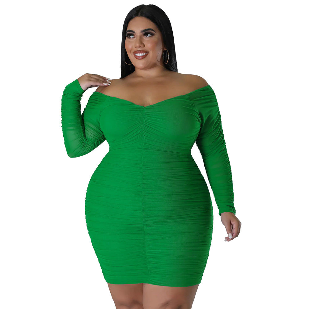 Wrapped Chest Stitching Mesh Sleeves Night Club Sexy Dress - Her Casuals