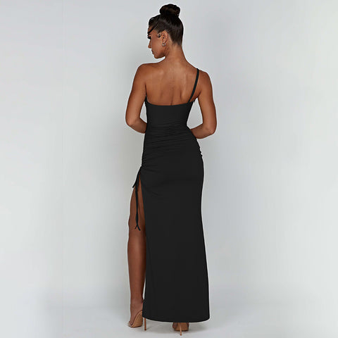 Spring Ruched High Split Maxi Dress - Her Casuals